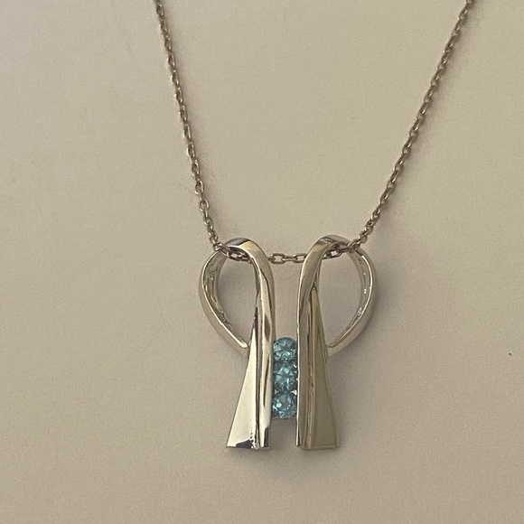 💎Blue real topaz stones 925 silver necklace - Picture 3 of 3